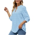 thumbnail image 1 of Pompotops Blouse Décontractée à Manches Sept Minutes en Chiffon pour Femmes, Col en V, en Solde, 1 of 8