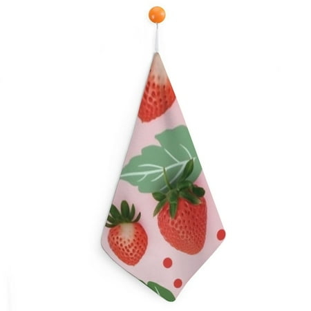 

Palnkart Strawberry Leaves Pink Quick Dry Hand Towels 11.8x11.8in Superfine Fiber Kitchen Bathroom Towels 1pcs