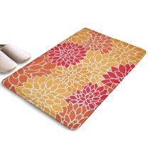 Orange Floral and Petal Pattern Flannel Non Slip Door Rugs,Washable Door Mats Indoor,Decorative Door Mats,Dirt-Resistant and Absorbent Doormat for Entrance,Bedroom,Kitchen,Bathroom,31.5x17in(80x43cm)