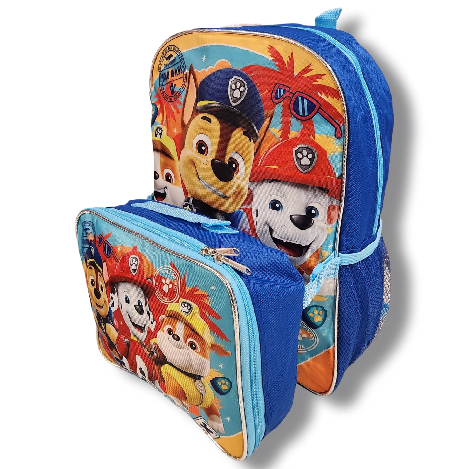 Paw Patrol Dino Wilds Full Size 16 Inch Backpack with Detachable Lunch Box