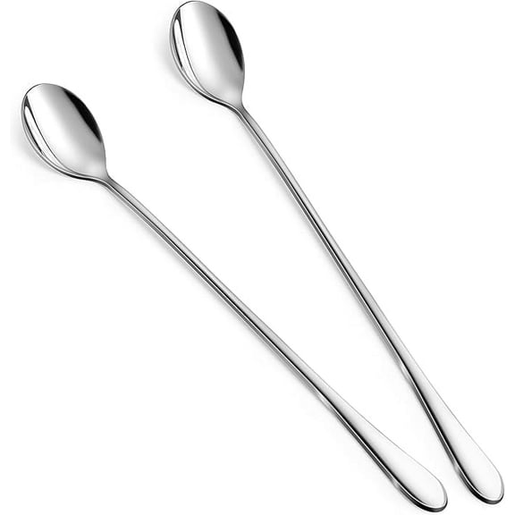 Knubmt 9 Inch Stainless Steel Coffee Spoon Long Handle Tea Spoon, Mixing Spoons Dinner Spoons for Home, Kitchen, Restaurant, Pack of 2