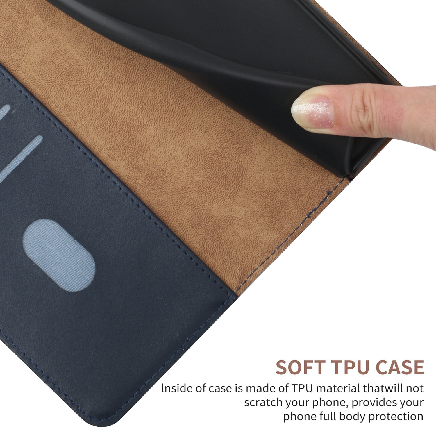 Wallet Case for Motorola Edge 2025, Shockproof Genuine Leather Magnetic Flip Cover with Card Holder, Classic Stand Feature and Full Body Protection Slim Phone Cover for Motorola Edge 2025, Blue