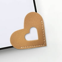 Wadada Leather Heart Bookmarks, Cute Corner Page Book Marks for Kids Women Book Accessories for Reading Lovers Teacher Handmade Gifts for School Office Home Supplies (Brown)
