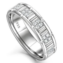 Newshe Jewellery Wedding Rings For Him 925 Sterling Silver Men Wedding Band 1ct Cubic Zirconia Round 5A Wedding Rings For Men Size 9