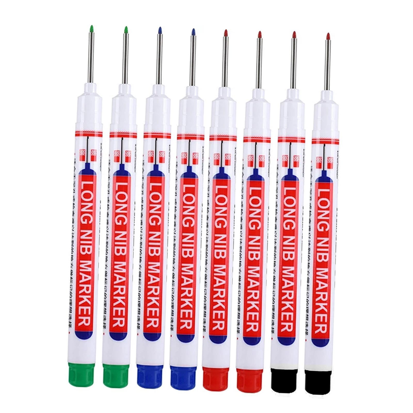 8Pcs Permanent Long Reach Markers Woodworking Tool Waterproof 4 Colors Long Nosed Marker Pens Stone Ceramic Construction