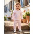 thumbnail image 4 of Loicainy Baby Toddler Girl Fall Clothes Set 6 12 18 24 Months 2T 3T 4T 5T Long Sleeve Crew Neck Striped Tops and Pants Outfits, 4 of 9