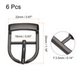 thumbnail image 2 of Uxcell 6Pack 0.63" Single Prong Belt Buckle Oval Center Bar Buckles for Leather Craft, Dark Grey, 2 of 7