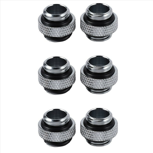 6 Unids G1 / 4 Mini Rosca Externa Macho A Macho Refrigeración por Agua Giratorio Adecuado Adaptador Conector de Refrigeración por Agua Componentes del Radiador Plata