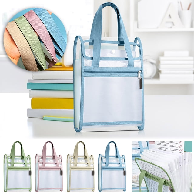 Vacemry 4Pcs Back ToSchoolPaper Storage Organizer Bag, Vertical Handled File Folder For Massive Paper Organization, Large Capacity Layered Compartments For Test Papers Homework Assignments,