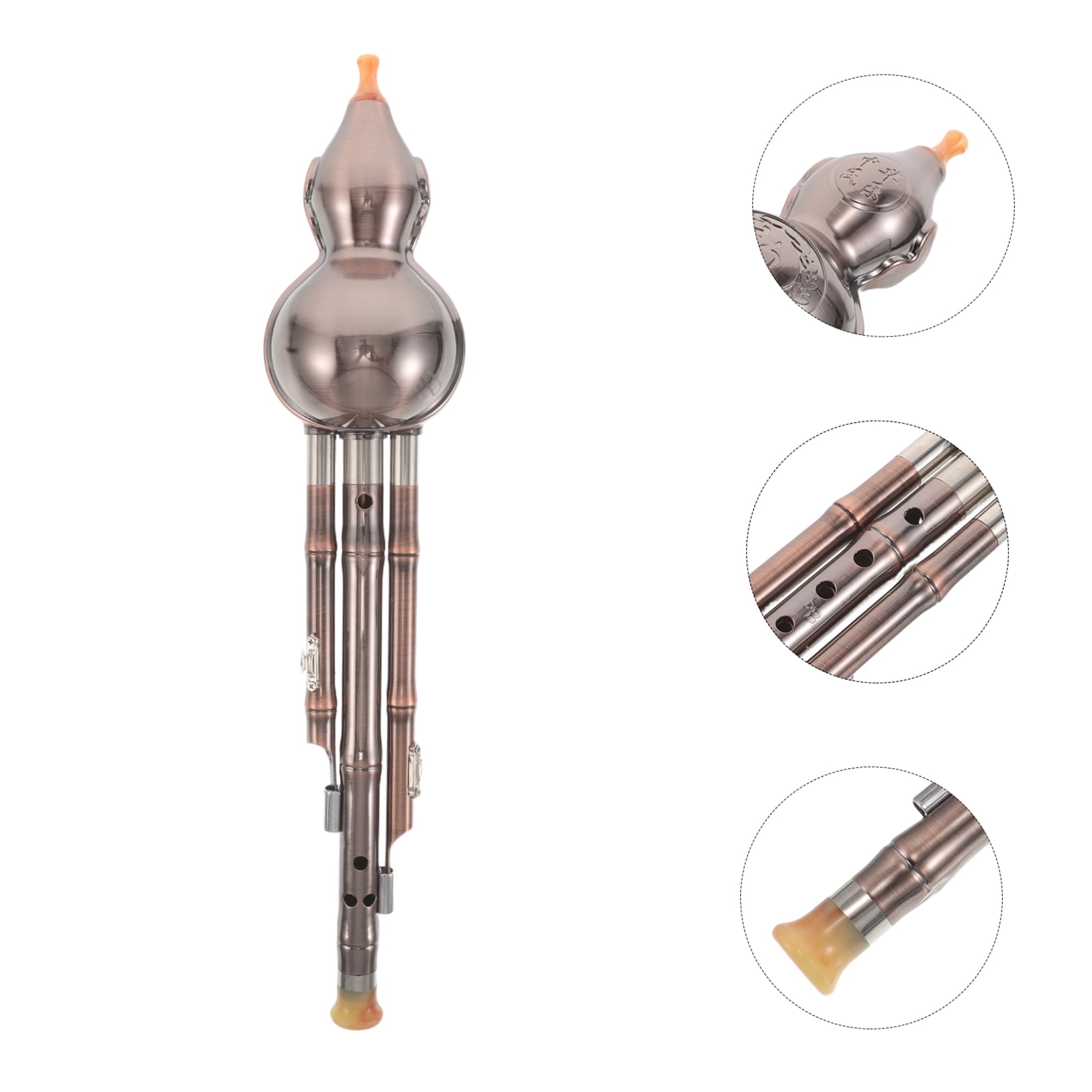 Raindrops B Key Chinese Hulusi Flute Coffee Color Gourd Wind Instrument for Beginner Music Performance