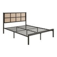 thumbnail image 6 of Full Size Metal Platform Bed - Dark Bronze, Faux Cane Headboard, Casual Coastal Bedroom Furniture, 56.5"x77.5", Box Spring Free, Metal Frame Bed, 6 of 7