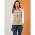 thumbnail image 2 of Chaleco Allegra K con cremallera y bolsillos sin mangas Anorak Utility Caqui XS, 2 of 6