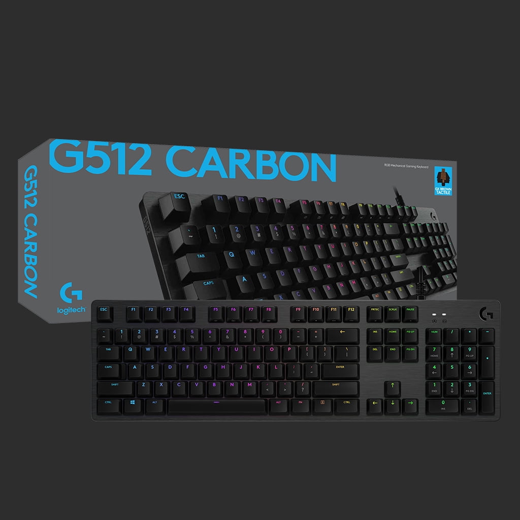 synge padle gateway Logitech G512 CARBON LIGHTSYNC RGB Mechanical Gaming Keyboard with GX Brown  switches and USB passthrough - Tactile - Walmart.com