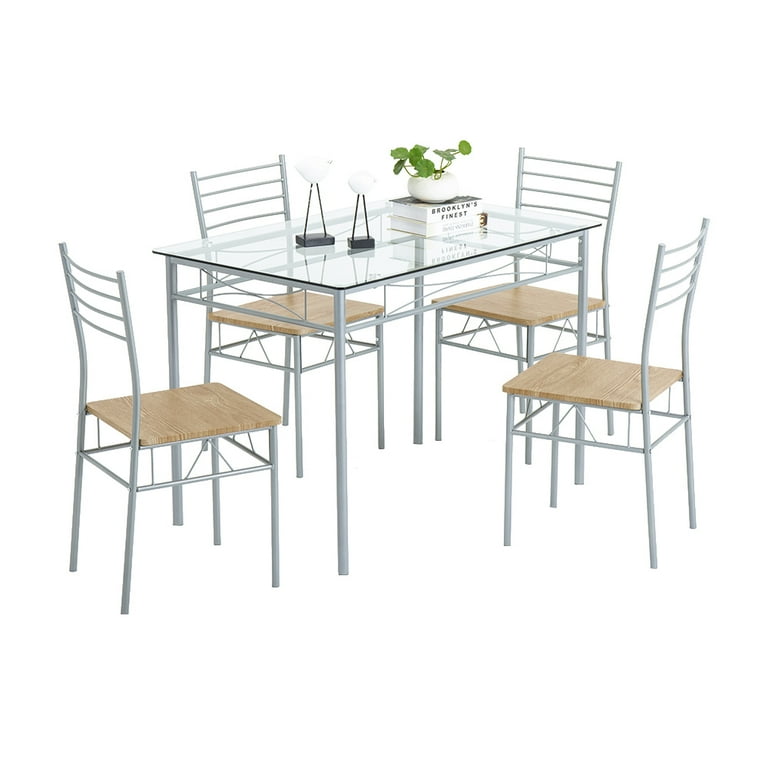 PAPROOS 5 Piece Dining Table Set Dining Room Table Set with