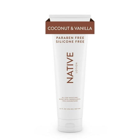 Native Natural Hand and Body Lotion, Coconut & Vanilla, Paraben Free, Silicone Free 12 oz