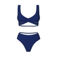 thumbnail image 4 of Daiia Navy Blue Women's Bikini Set Two Piece Swimsuit High Waisted Bikini Adjustable Straps Bikini Perfect for Beach, Pool, and Summer Vacation-Small, 4 of 9