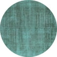 thumbnail image 1 of Ahgly Company Machine Washable Indoor Round Oriental Turquoise Blue Industrial Area Rugs, 7' Round, 1 of 4