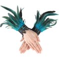 thumbnail image 1 of Muñequeras de plumas para mujer, diseño floral, color negro, gótico, malla para cosplay, disfraz de Halloween, 1 of 5