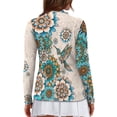 thumbnail image 2 of Yuyamidu Hummingbird Golf Shirts for Women Long Sleeve Zip Up V-Neck Golf Tennis Shirt Boho Flowers Workout Pullover Tops Athletic Outfits Size 2XL, 2 of 8