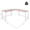 thumbnail image 3 of Topcobe 59" Home Office L-Shaped Wood Corner Computer Desk, Oak, 3 of 9