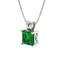 thumbnail image 2 of Clara Pucci 18K White Solid Hypoallergenic Gold 3Ct Emerald Princess Cut Solitaire Designer Necklace Pendant For May, 2 of 6