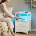 thumbnail image 2 of Night Stand with Charging Station, LED Nightstand with U-S-B Ports and Outlets for Small Spaces, 2 Fabric Storage Drawers, Bedside Table End Tables Bedroom, 2 of 10