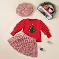 thumbnail image 5 of Adeawade Girls Christmas Outfits Long Sleeve Top Pleated Skirt Hat Coordinated Toddler Kid Clothes Holiday Party Dress Winter Trend Basic Clothes Red 2-3 Years, 5 of 9