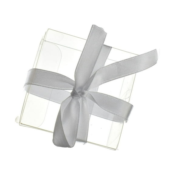 Party PVC Favor Box with Ribbon, Clear, 2-Inch, 3-Count