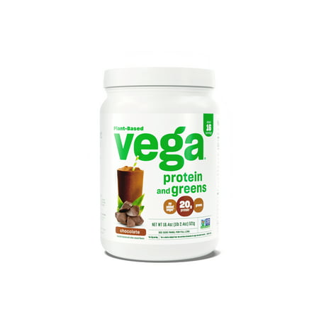 Vega Protein and Greens Plant Based Protein Powder, Chocolate (18.4oz, 16 Servings)