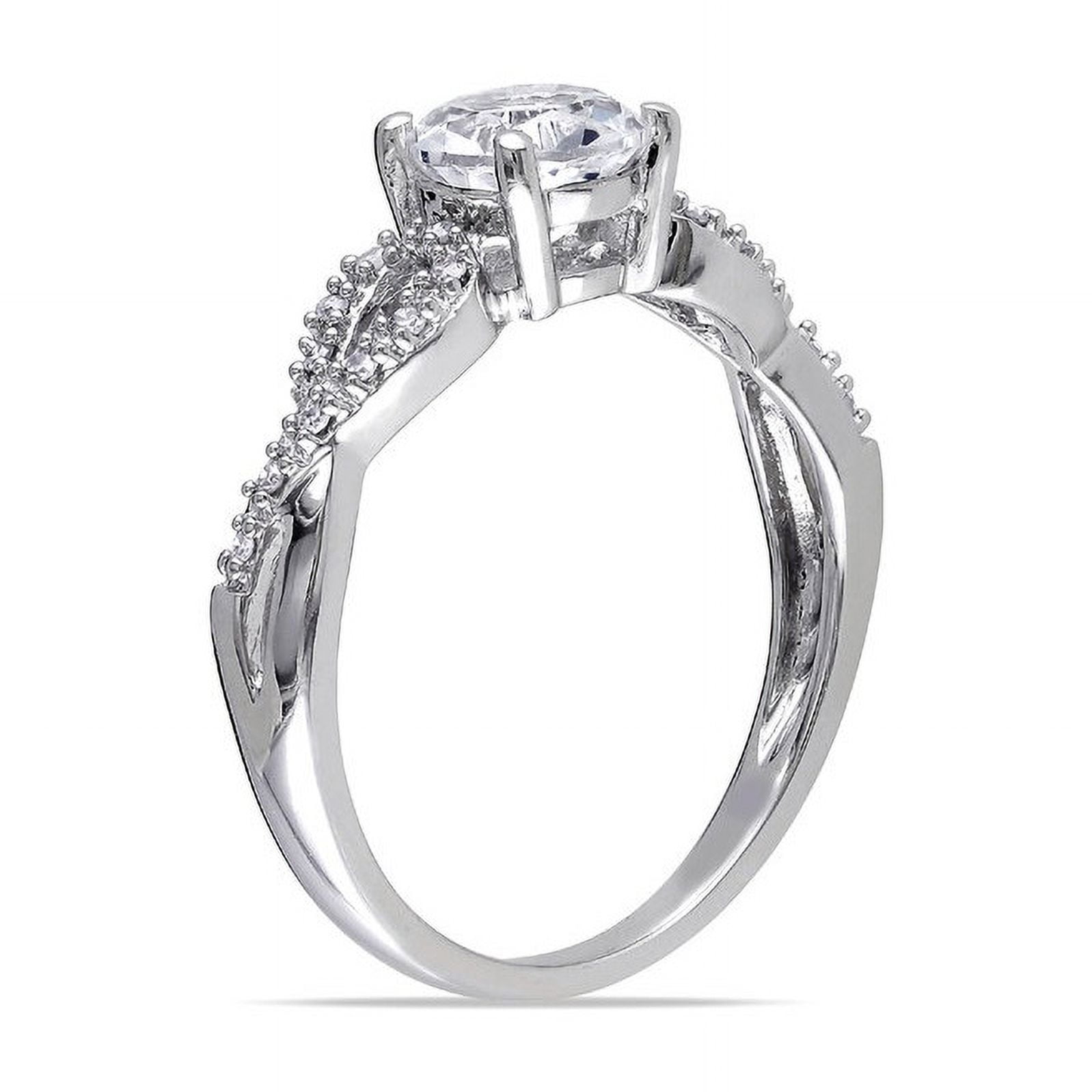 Bague En Argent Avec Saphir Blanc 1,43 Ctw - Taille 7 - Neuf Avec étiquettes - Couleur Jaune