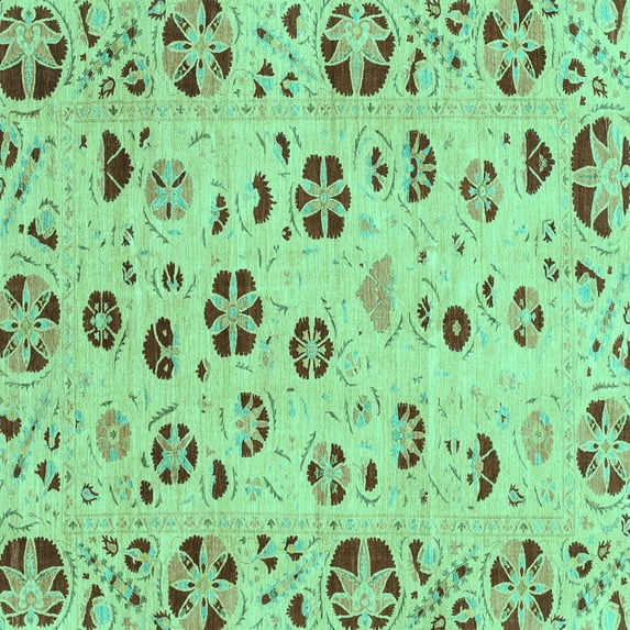 Ahgly Company Indoor Square Abstract Turquoise Blue Modern Area Rugs, 4' Square