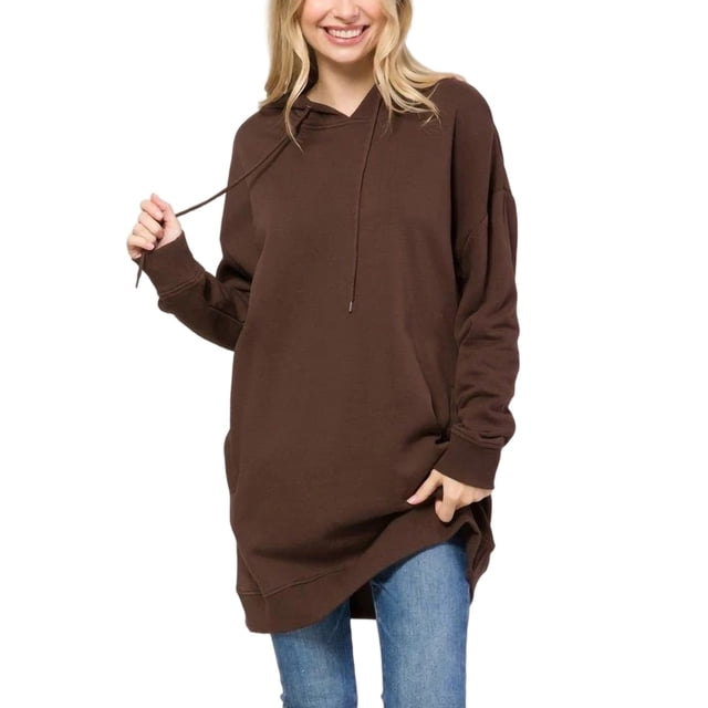 Oucaili Tops con capucha para mujer Sudaderas con capucha con cordón Jersey de manga larga Mini sudadera cómoda Vestido deportivo