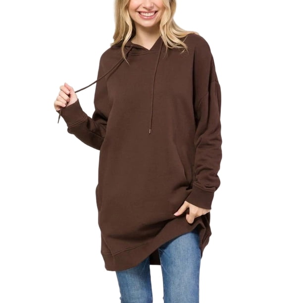 UKAP Tops con capucha para mujer Sudaderas con capucha con cordón Jersey de manga larga Mini sudadera cómoda Vestido deportivo