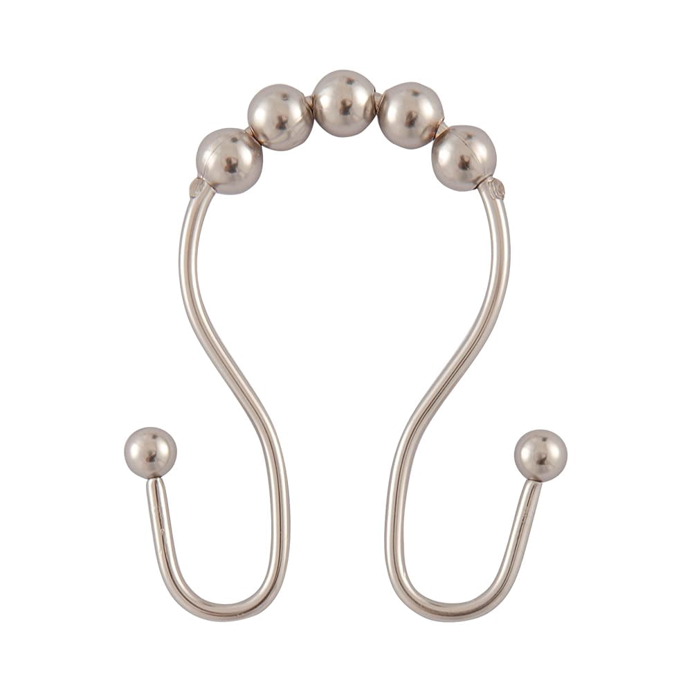 Utopia Alley  Double Roller Ball Stainless Steel Shower Curtain Hooks Rings, Set of 12 Brushed Nickel