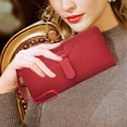 thumbnail image 5 of Cartera simple color sólido gran capacidad bolso de tarjeta de estudiante cartera multifunciónrojo, 5 of 5