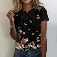 thumbnail image 2 of Pompotops Chemises Mode Décontractée pour Femmes Manches Courtes Tee-Shirt Ample Col en V Blouse Liquidation, 2 of 5