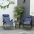 thumbnail image 2 of Outsunny Ensemble de Chaise Longue Zéro Gravité avec Table d'Appoint, Chaise Longue de Patio, Porte-Gobelets et Appuie-Tête Réglable, Bleu, 2 of 9