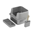 thumbnail image 2 of Caja de arena para gatos jinwen contenedor portátil de metal antisalpicaduras gris, 2 of 8