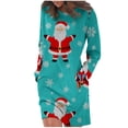 thumbnail image 1 of Pompotops Robe de Mode Décontractée Confortable à Manches Longues Col Rond Imprimé de Noël en Solde, 1 of 4