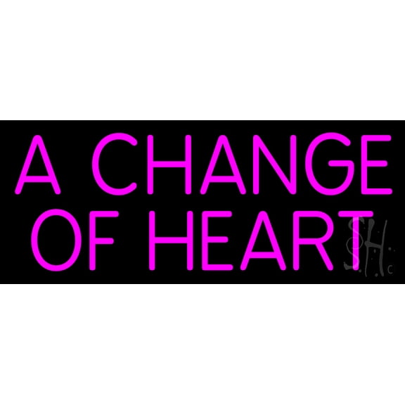 A Change Of Heart LED Neon Sign 13 x 32 - inches, Black Square Cut Acrylic Backing, with Dimmer - Bright and Premium built indoor LED Neon Sign for Defence Force.