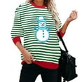 thumbnail image 5 of Lorytime Crewneck Sweatshirts Women Christmas Snowman Stripes Print Shirt Long Sleeve Pullover Drop Shoulder Tops, 5 of 5