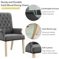 thumbnail image 5 of Foredo Elegant Linen Fabric Upholstered Armchair with Solid Wood Legs, Tufted Side Chair for Bedroom Dining Room, Dark Gray, 5 of 8
