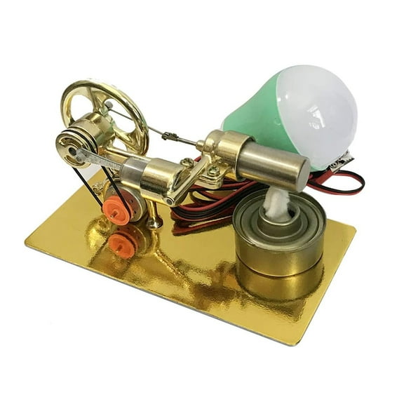 Stirling Engine Model Kit, Single Cylinder Hot Air Stirling Generator with Bulb (Color Random) for Demonstrates Thermodynamics