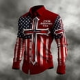 thumbnail image 3 of CONZONE Independence Day Mens Buttons Down Shirts Long Sleeve Patriotic Shirts for Men Trendy 250Th Anniversary Usa Flag Graphic Lapel Soft Lightweight Freedom Tops, 3 of 3