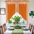 thumbnail image 4 of Swag Curtains Valances for Windows, Coral Orange Greek Key Pattern Short Kitchen Window Curtains Over Sink, Geometric Modern Cafe Curtains Panel Set Of 2,Rod Pocket, 36 Inches Length, 4 of 9