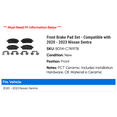 thumbnail image 2 of Front Brake Pad Set - Compatible with 2020 - 2023 Nissan Sentra 2021 2022, 2 of 2
