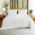 thumbnail image 3 of Sonoro Kate 100% Organic Luxurious Bamboo Sheets, King Sheet Set 6-Piece with 16" Deep Pocket, Silky Smooth Luxury Bed Sheets, White, 3 of 8