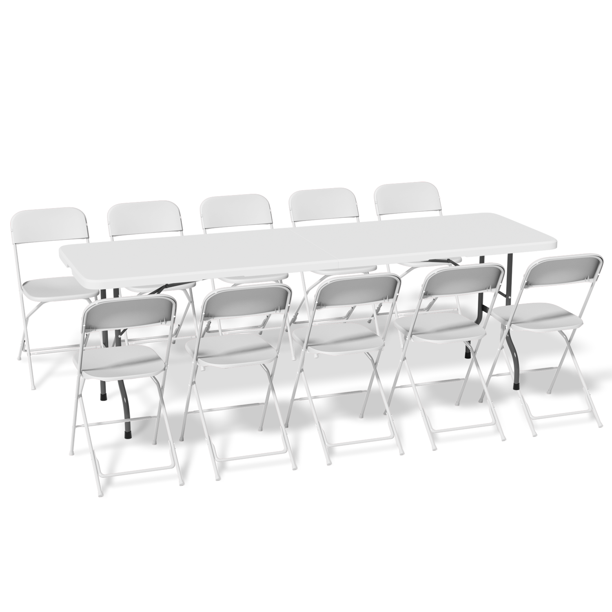 Magshion 11Piece 8 Ft Folding Dining Table with Chairs Set, Foldable