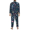 thumbnail image 5 of Kll Colorful Flowers Sleepwear Mens Flannel Pajamas,Long Cotton Pj Set, 5 of 9