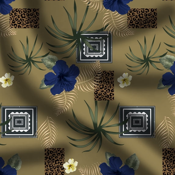 eloria-décor Floral Printed Fabric Crafting Sewing and Quilting Dress Making Fabric & Clothing Accessories, Fabric by The Yard, Color: Olive